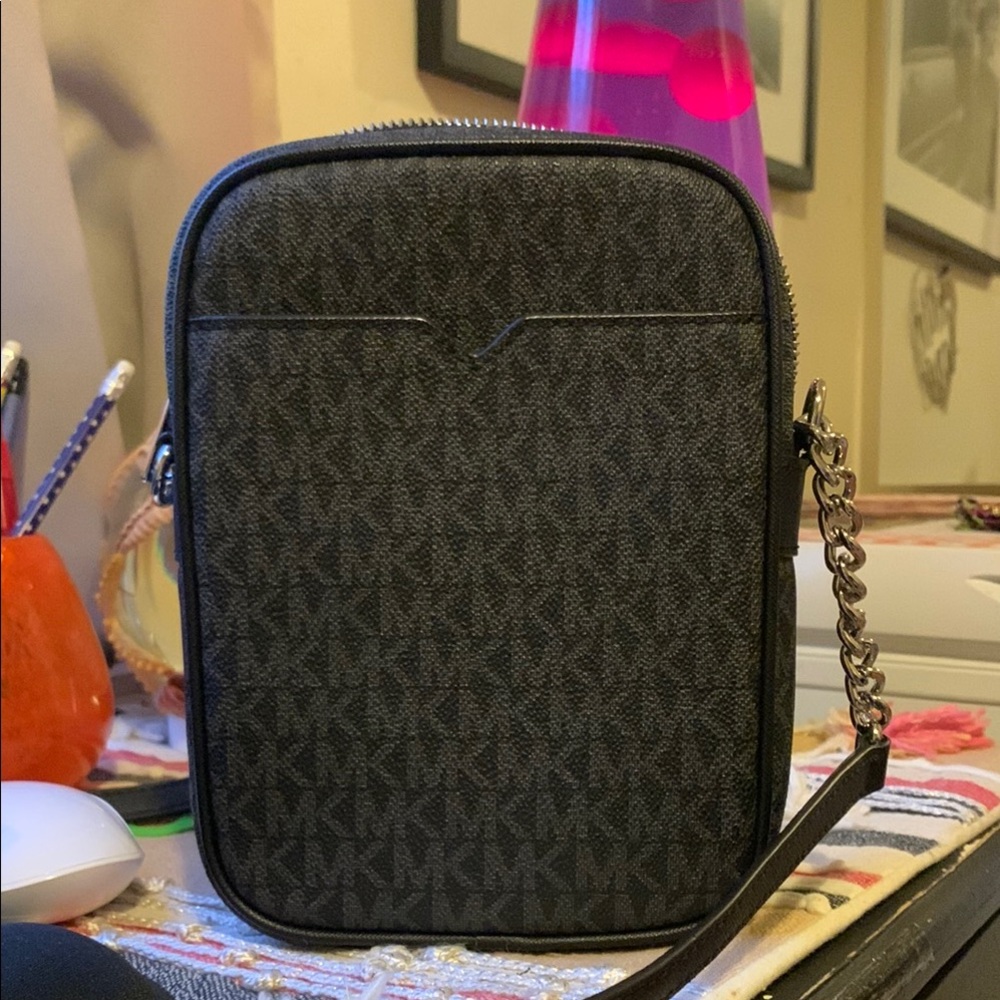 Michael Kors Black Logo Crossbody Bag with Silver Hardware - Picture 3 of 7